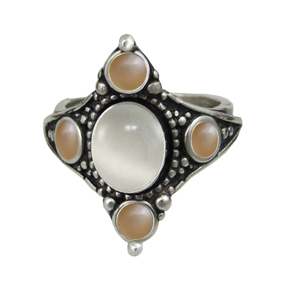 Sterling Silver Renaissance Queen's Ring With White Moonstone Size 6